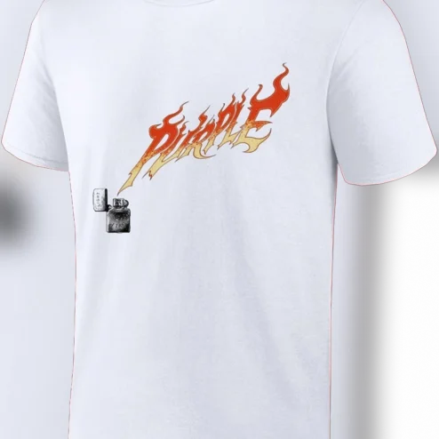 Fire Flame Vintage Lighter Graphic Tee, Edgy Grunge Streetwear Typography T-Shirt