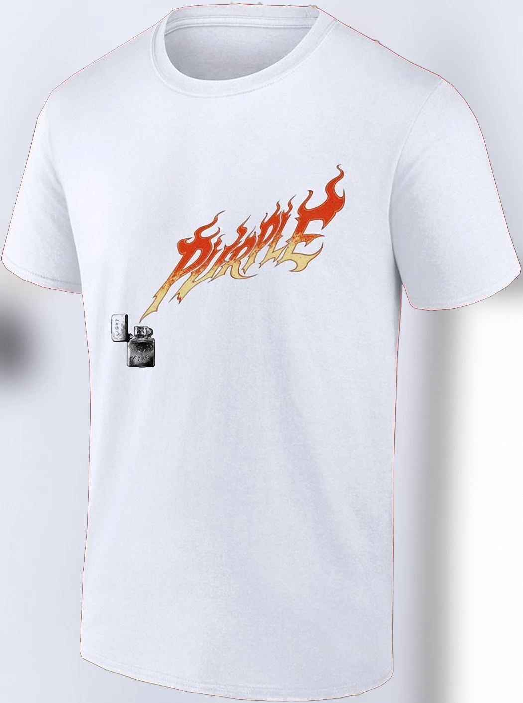 Fire Flame Vintage Lighter Graphic Tee, Edgy Grunge Streetwear Typography T-Shirt