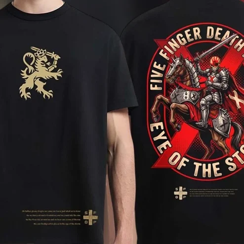 Five Finger Death Punch Eye of the Storm Graphic Tee, Two Sided Heavy Metal Rock Band Tour Shirt for Fans