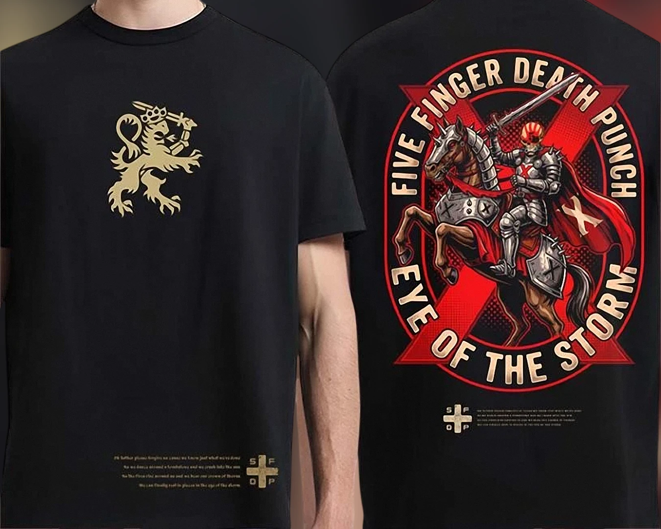 Five Finger Death Punch Eye of the Storm Graphic Tee, Two Sided Heavy Metal Rock Band Tour Shirt for Fans