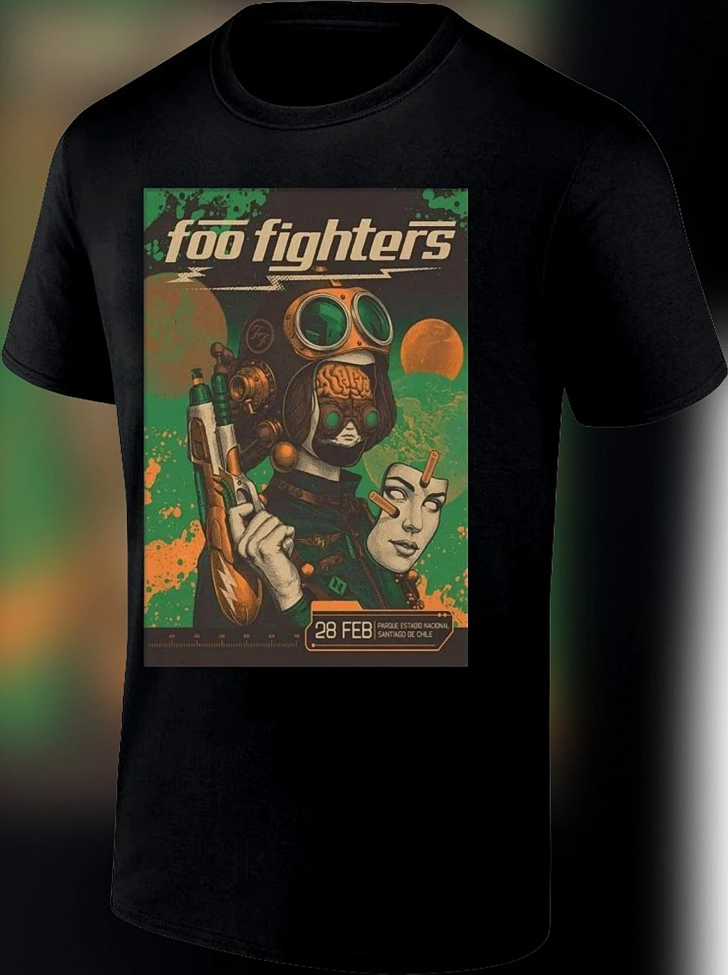 Foo Fighters 28 Feb Santiago De Chile Concert Tee, Parque Estadio Nacional Tour Poster Graphic Shirt