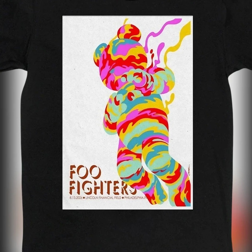 Foo Fighters Band Tee Psychedelic Liquid Bear Concert Tour Graphic Shirt for Music Fans
