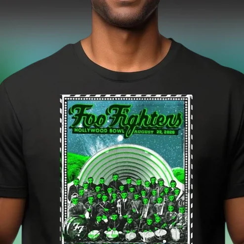Foo Fighters Hollywood Bowl August 22 2026 Tee Alien Marching Band Concert Graphic T-Shirt