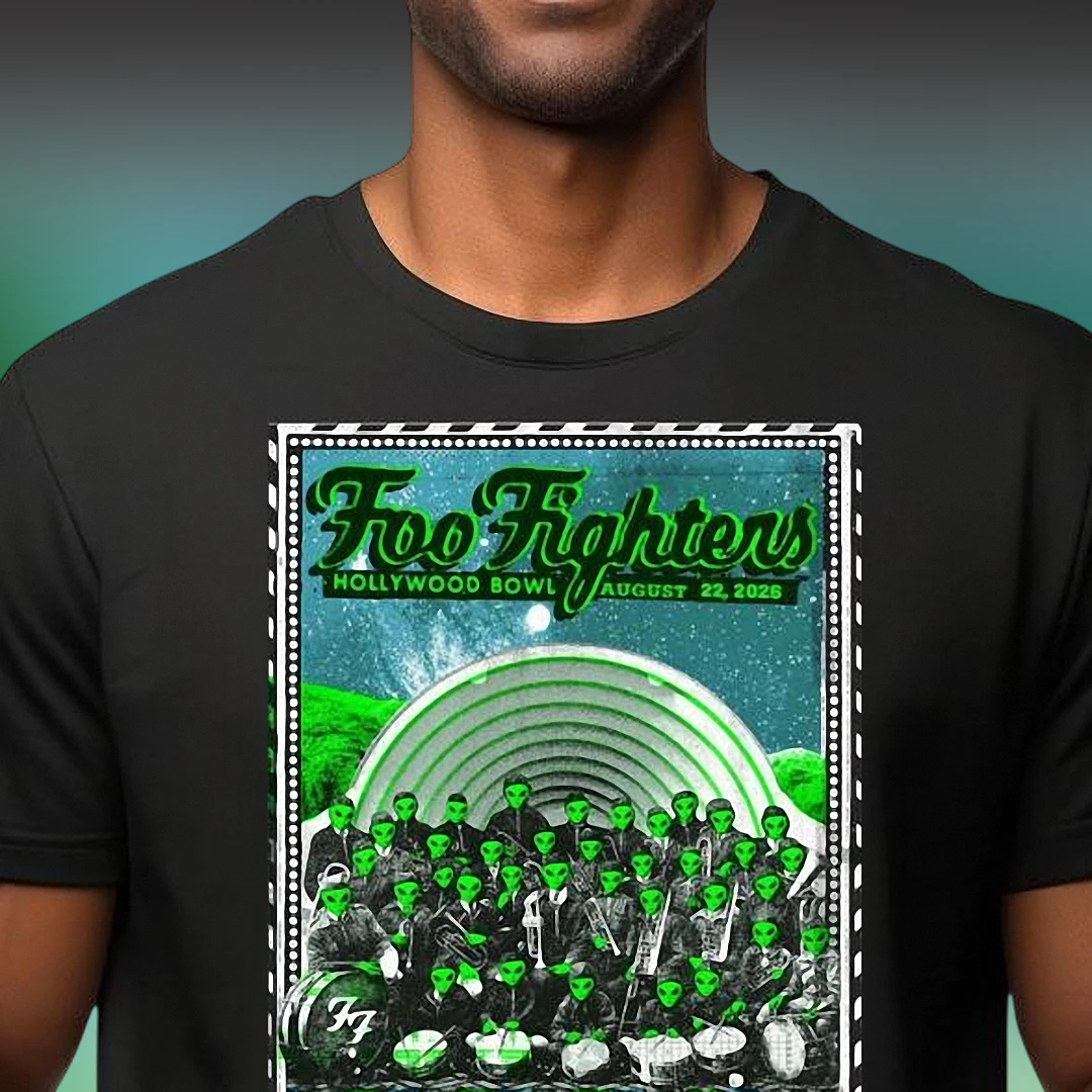 Foo Fighters Hollywood Bowl August 22 2026 Tee Alien Marching Band Concert Graphic T-Shirt