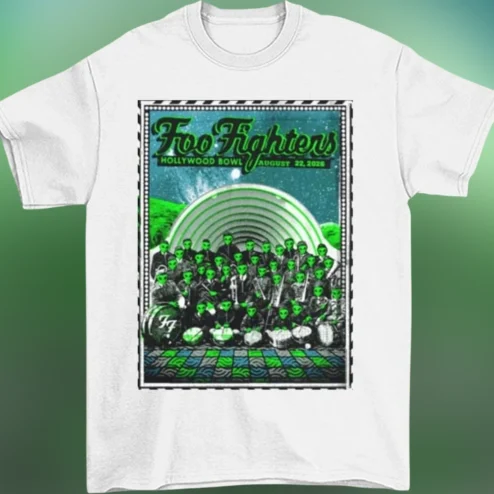 Foo Fighters Hollywood Bowl August 22, 2026 Tee, Commemorative Rock Concert Graphic T-Shirt