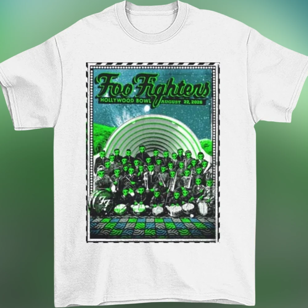 Foo Fighters Hollywood Bowl August 22, 2026 Tee, Commemorative Rock Concert Graphic T-Shirt