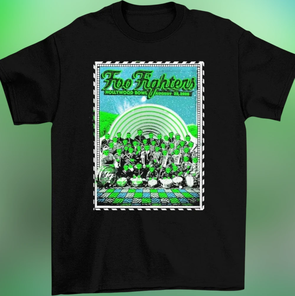 Foo Fighters Hollywood Bowl August 22 2026 Tee, Retro Alien Marching Band Concert Merch Shirt