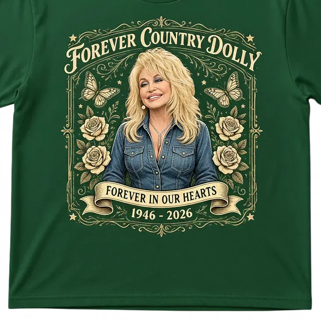 Forever Country Dolly Tee, Dolly Parton Forever in Our Hearts 1946-2026 Memorial Tribute Graphic T-Shirt for Country Fans