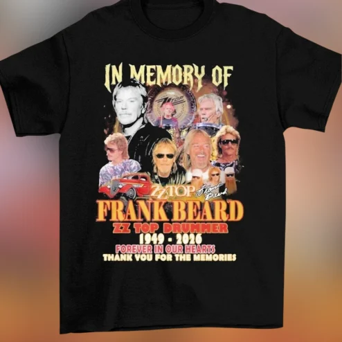 Frank Beard ZZ Top Drummer In Memory Of 1949 2026 Vintage Tribute Tee