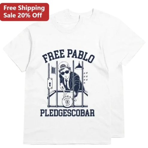 Free Pablo Pledgescobar Tee Funny Pablo Escobar Satire Graphic T-Shirt Gift for College Students