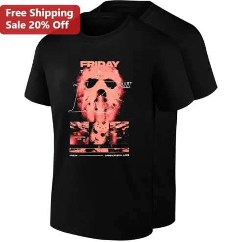 Friday the 13th Jason Voorhees Camp Crystal Lake Horror Movie Tee for Slasher Film Fans