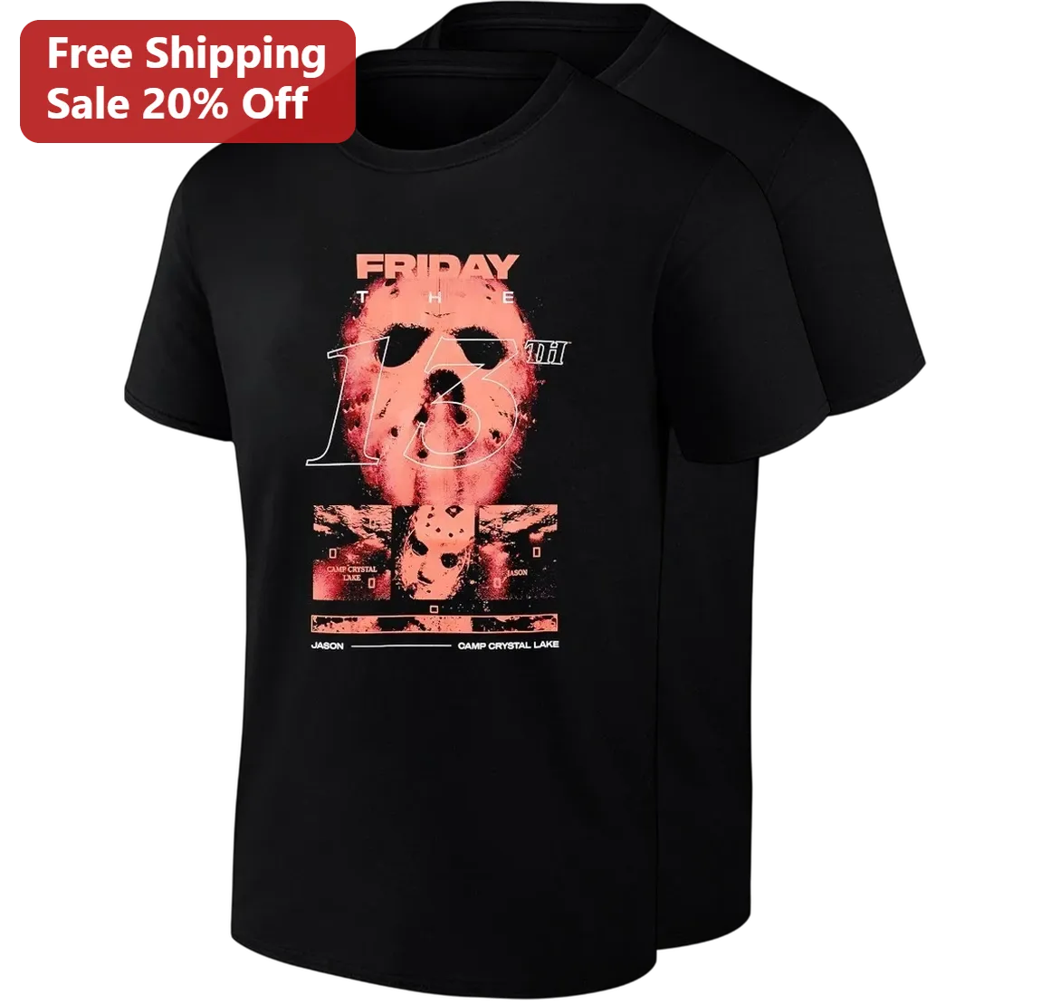 Friday the 13th Jason Voorhees Camp Crystal Lake Horror Movie Tee for Slasher Film Fans