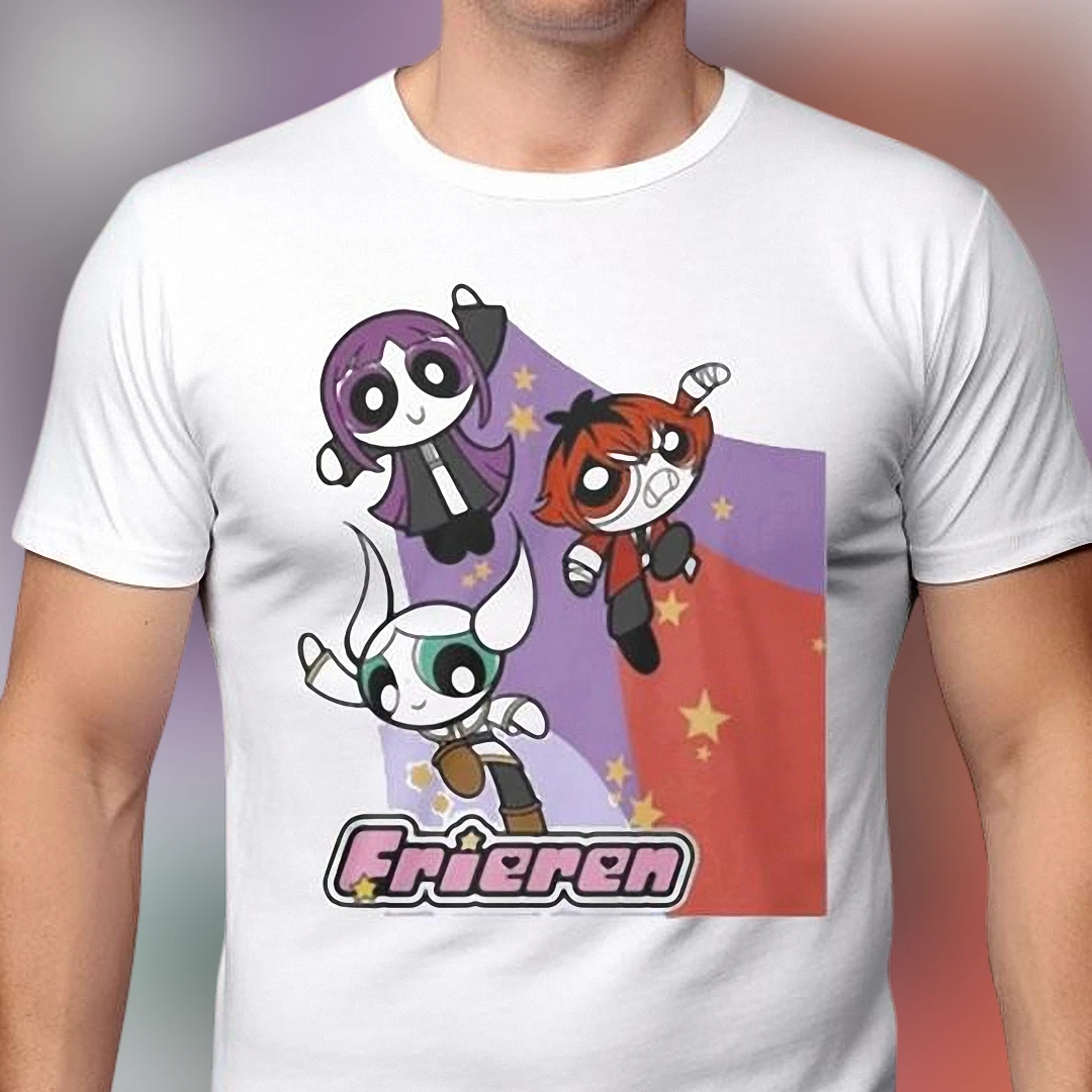Frieren Fern and Stark Chibi Anime Graphic Tee, Retro Cartoon Style Frieren Shirt, Aesthetic Fandom Merch Gift for Anime Fans