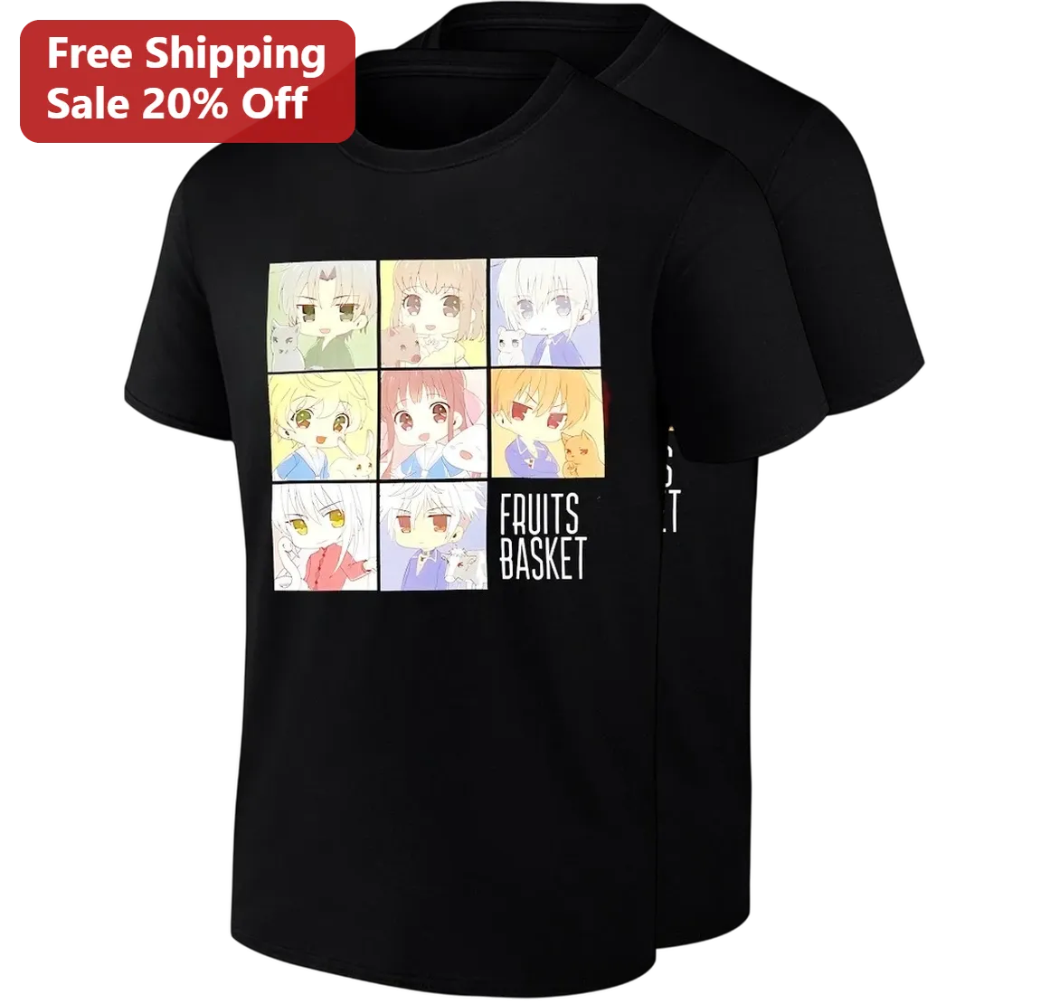 Fruits Basket Tee Chibi Characters Kyo Yuki Tohru Anime Manga Shirt Gift for Anime Fans