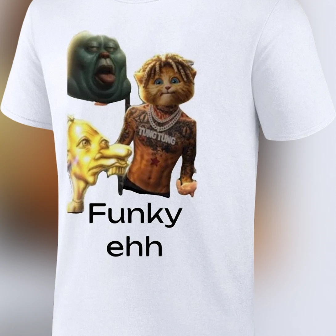 Funky Ehh Surreal Meme Cat Graphic Tee, Quirky Ironic Humor Shirt Gift