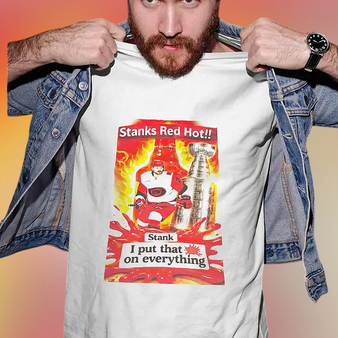 Funny Hot Sauce Lover Tee Spicy Food Humor Graphic Shirt Stanks Red Hot Hockey Fan Cookout Gift