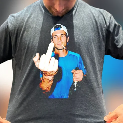 Funny Middle Finger Graphic Tee, Edgy Rebellious Sarcastic Streetwear Photo T-Shirt for Men and Women