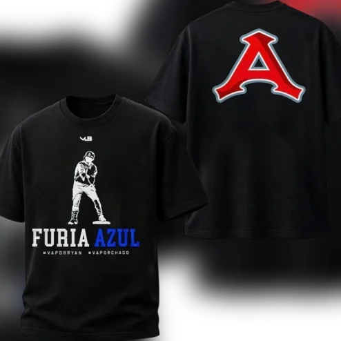 Furia Azul Baseball Graphic Tee, Two Sided Batter Sports Fan Shirt for Game Day
