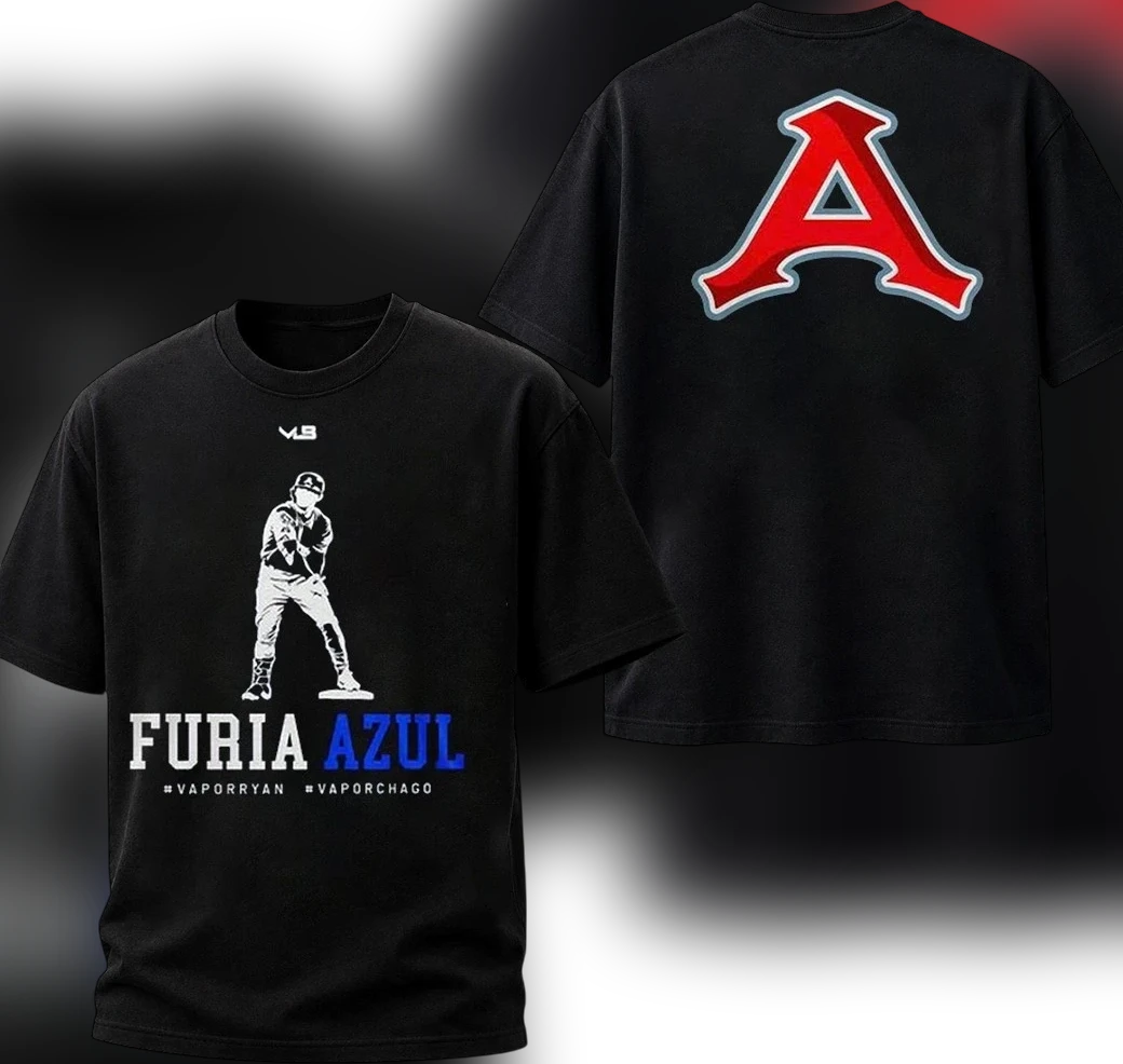 Furia Azul Baseball Graphic Tee, Two Sided Batter Sports Fan Shirt for Game Day