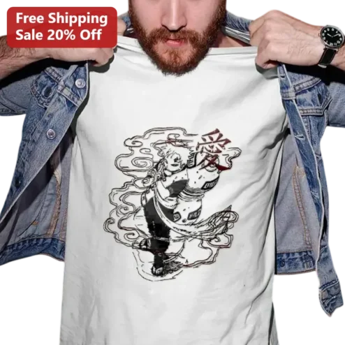 Gaara Tee Naruto Shippuden Kanji Love Symbol Sand Village Ninja Anime Shirt Gift for Otaku Fans