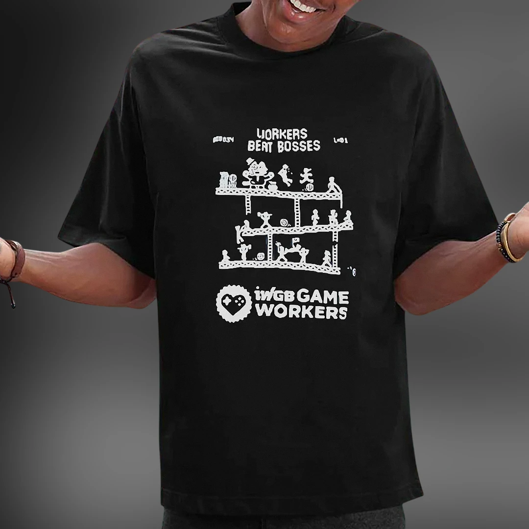 Game Workers Union Tee Workers Beat Bosses Video Game Labor Rights Graphic T-Shirt