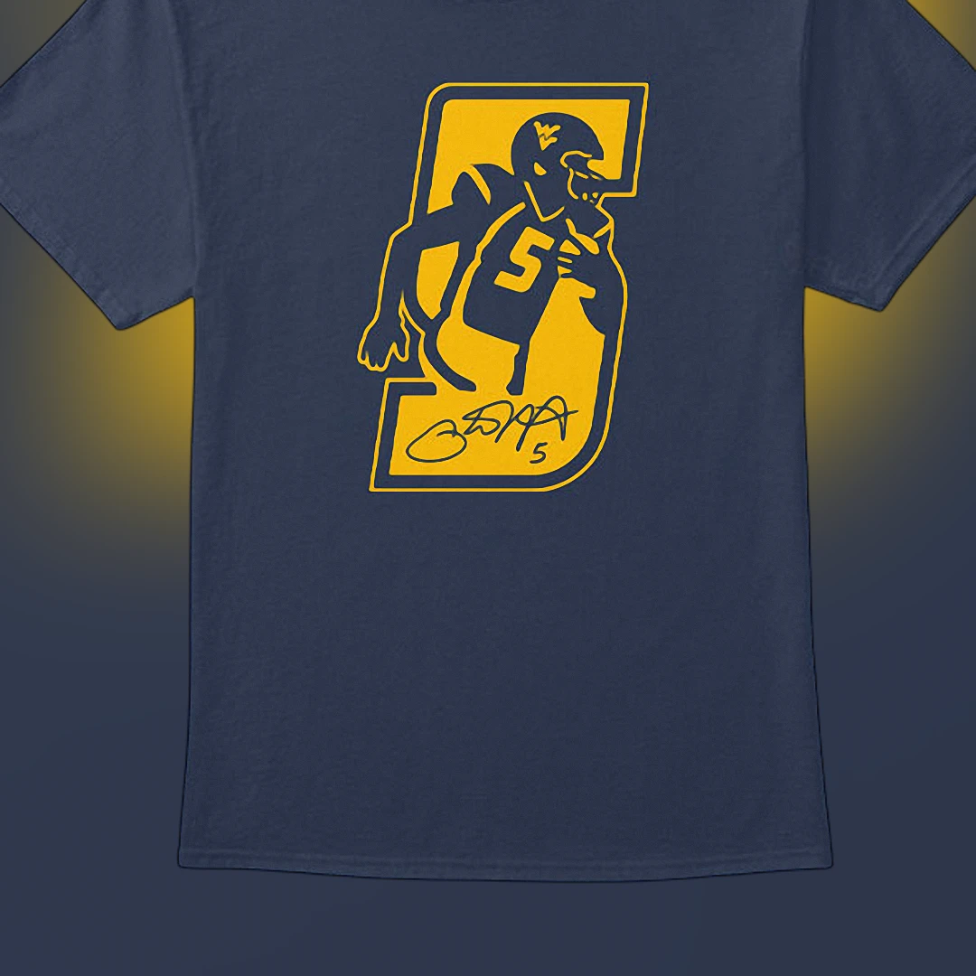 Garrett Greene West Virginia Football Tee, Mountaineers Game Day Quarterback Signature Shirt