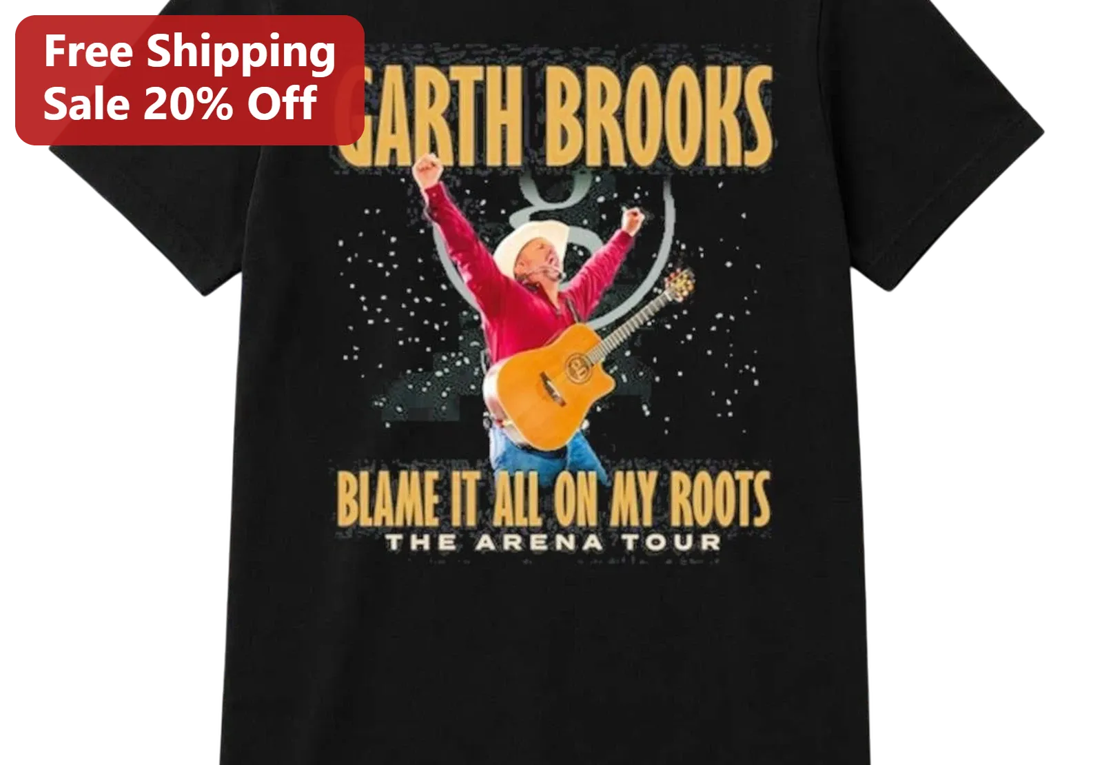 Garth Brooks Blame It All On My Roots The Arena Tour Tee, Vintage Country Concert Graphic Tee Gift for Fans