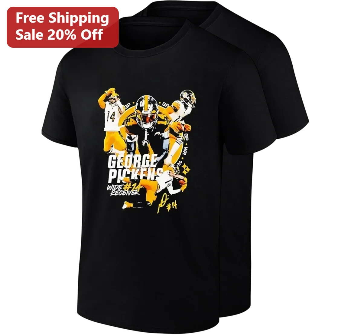 George Pickens Wide Receiver #14 Tee Steelers Football Fan Gift