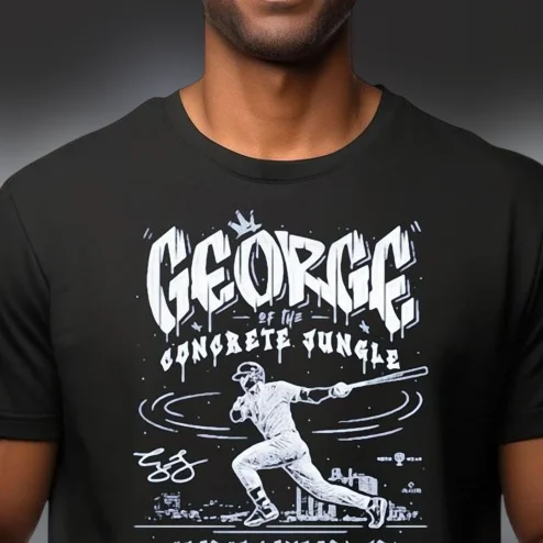 George Springer of The Concrete Jungle Baseball Tee, Urban Streetwear Fan Graphic T-Shirt