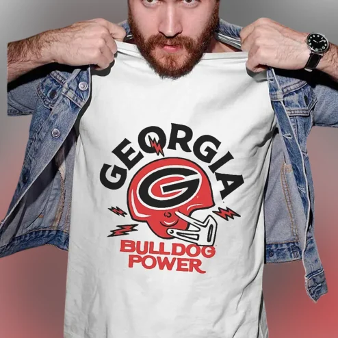 Georgia Bulldogs Bulldog Power Tee, Vintage Retro UGA Football Game Day Shirt, College Sports Fan Tailgate Graphic Tee