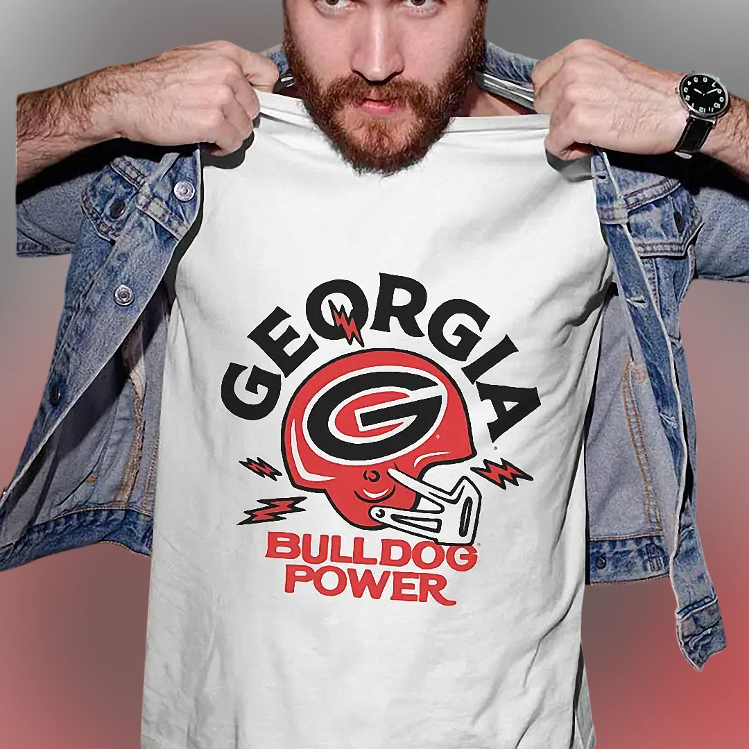 Georgia Bulldogs Bulldog Power Tee, Vintage Retro UGA Football Game Day Shirt, College Sports Fan Tailgate Graphic Tee