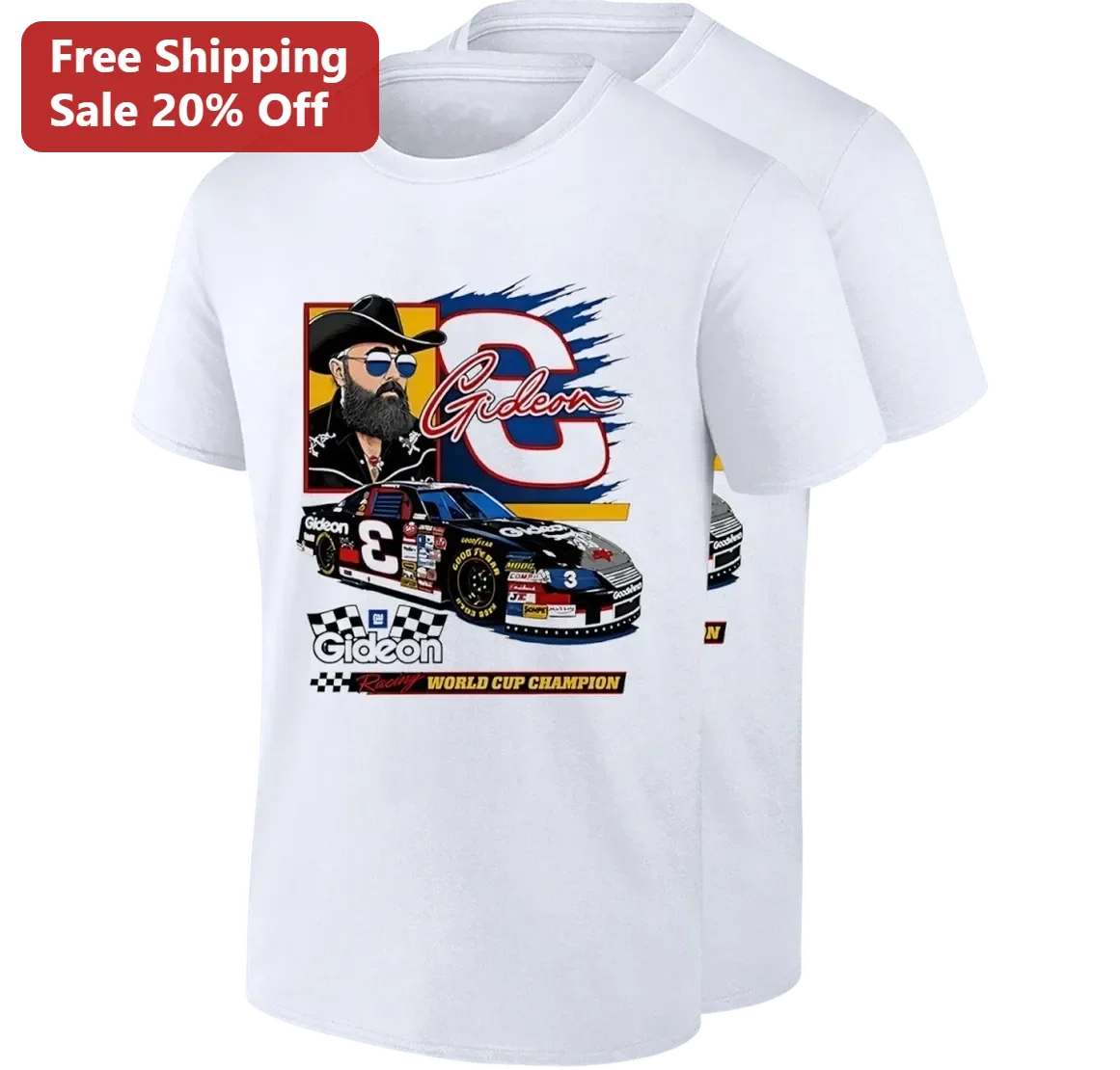 Gideon Racing World Cup Champion Tee, Vintage Stock Car Racing Shirt Gift for NASCAR Fans