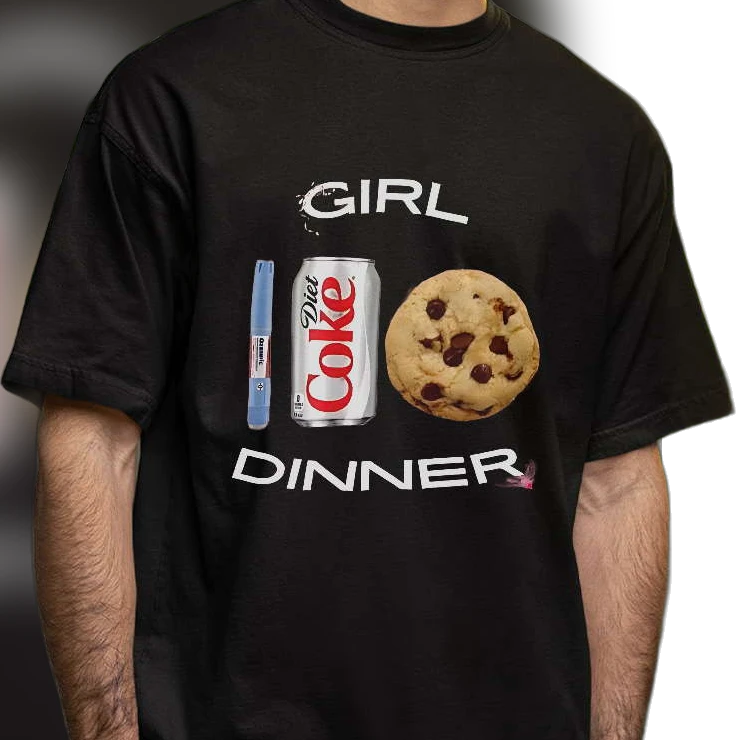 Girl Dinner Diet Coke Meme Graphic Tee, Funny Viral Trend Pop Culture Food Humor T-Shirt
