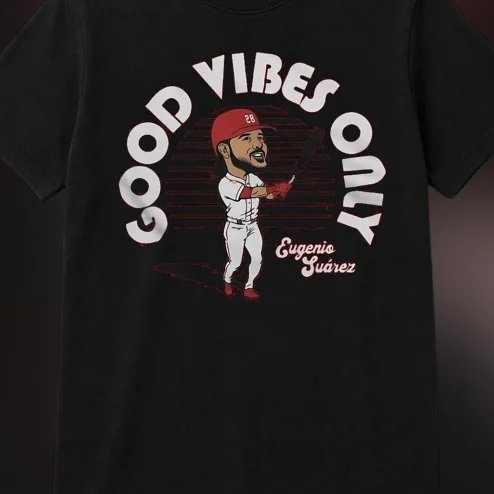 Good Vibes Only Eugenio Suárez Graphic Tee, Baseball Fan Caricature Shirt Gift