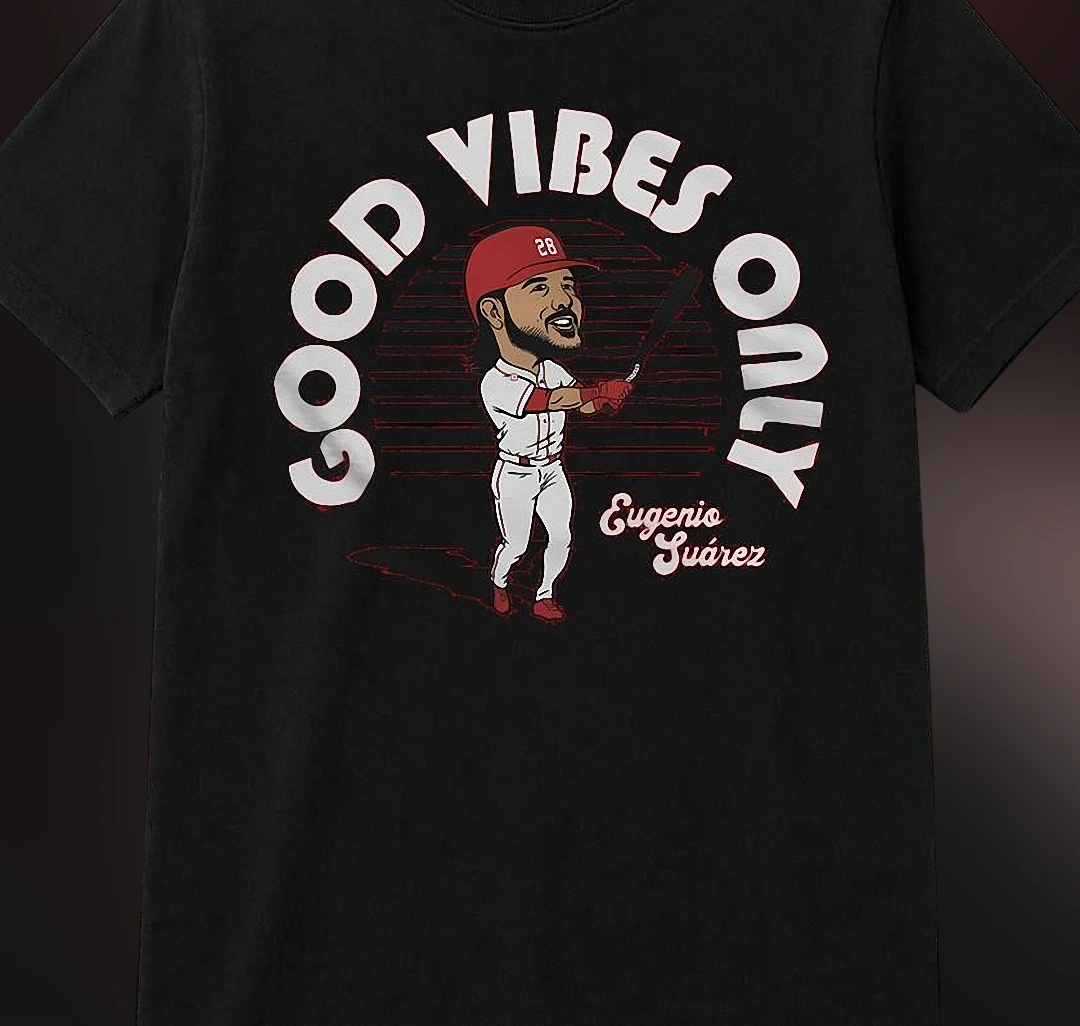 Good Vibes Only Eugenio Suárez Graphic Tee, Baseball Fan Caricature Shirt Gift