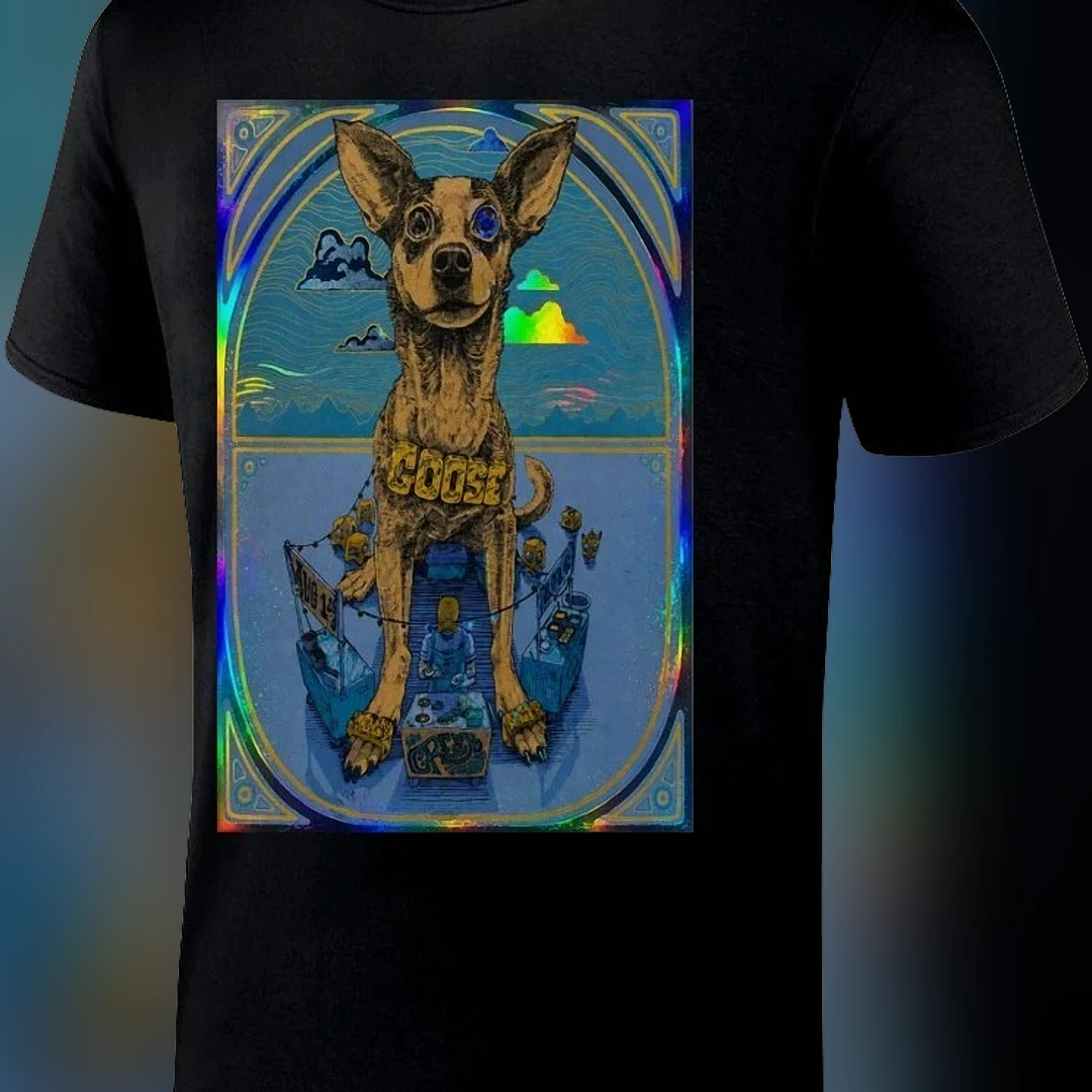 Goose Band Psychedelic Dog Concert Graphic Tee, Vintage Jam Band Music Fan Shirt Gift