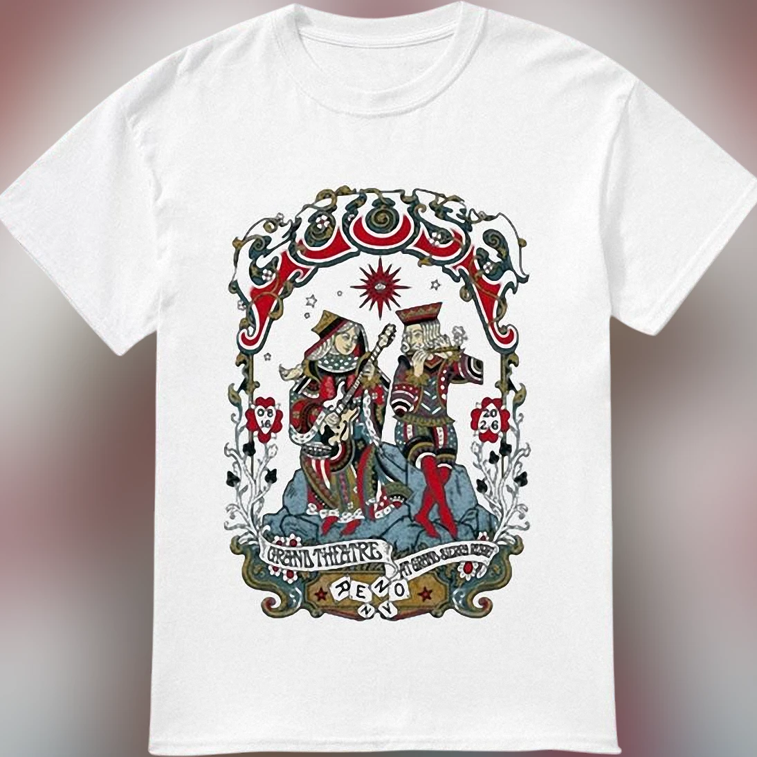 Goose Band Reno NV Grand Theatre at Grand Sierra Resort Tee, Vintage Concert Playing Card Tour Souvenir Shirt
