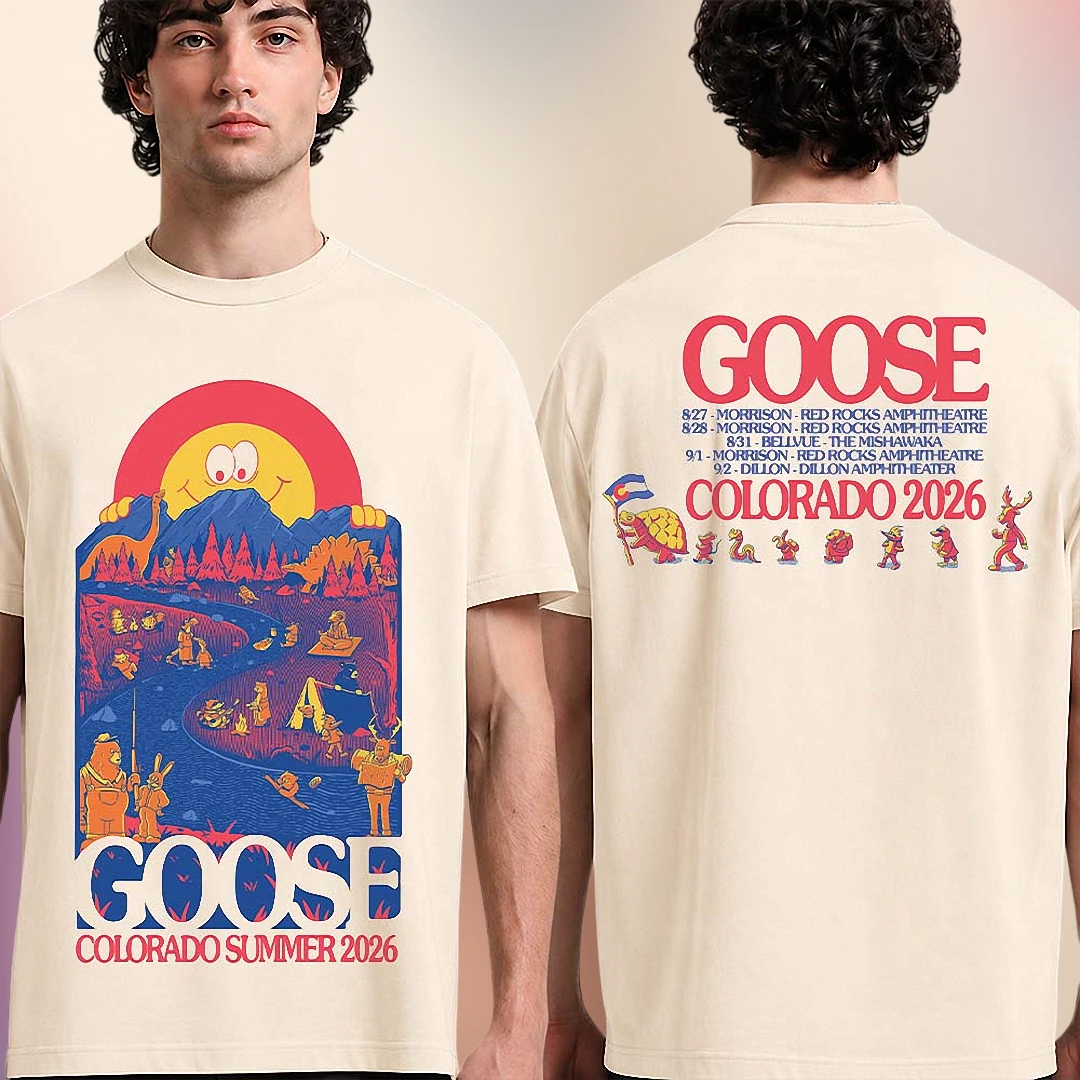 Goose Colorado Summer 2026 Red Rocks Tour Graphic Tee, Retro Jam Band Concert Merch T-Shirt