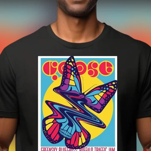 Goose Greensky Bluegrass Buffalo Traffic Jam Concert Poster Tee, Psychedelic Jam Band Tour Shirt