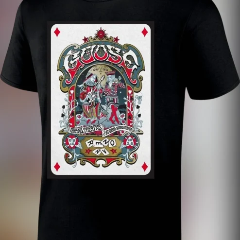 Goose Reno NV Grand Theatre Grand Sierra Resort Tee, Vintage Playing Card Live Concert Poster Shirt, Music Tour Fan Souvenir