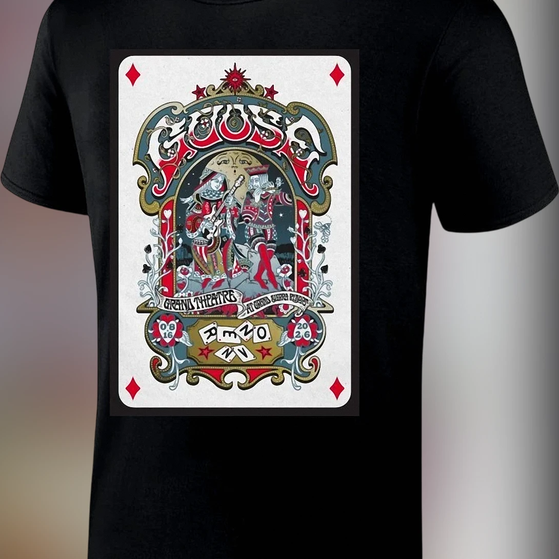 Goose Reno NV Grand Theatre Grand Sierra Resort Tee, Vintage Playing Card Live Concert Poster Shirt, Music Tour Fan Souvenir