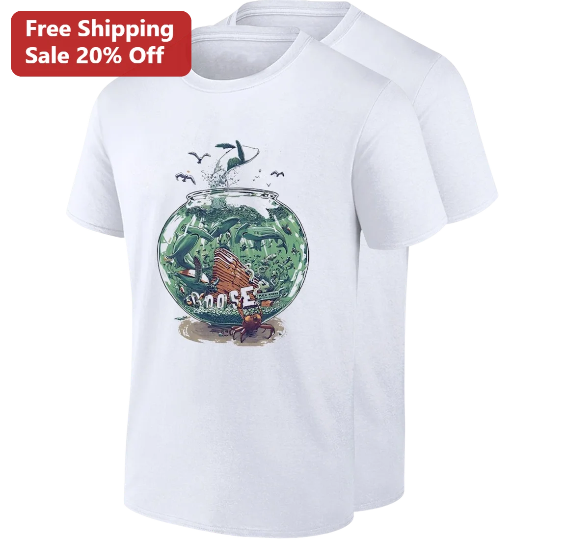 Goose Tee Funny Diving Goose Aquarium Ocean Life Graphic Tee Gift for Animal Lovers