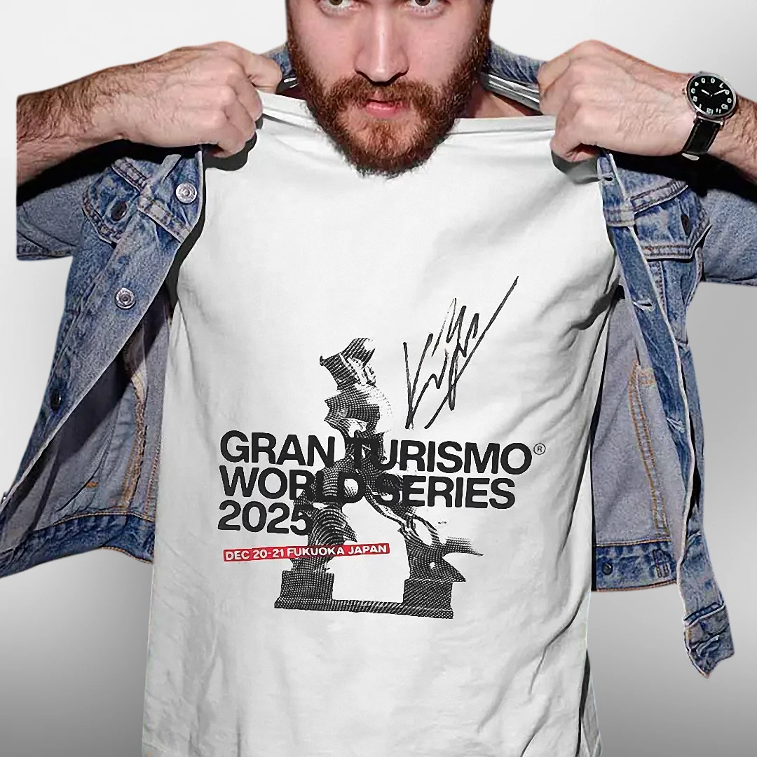Gran Turismo World Series 2025 Fukuoka Japan Tee, Kazunori Yamauchi Signature Racing Esports Fan Shirt