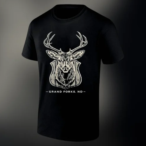 Grand Forks ND Tee Rustic Deer Buck Hunting Souvenir North Dakota Graphic Shirt