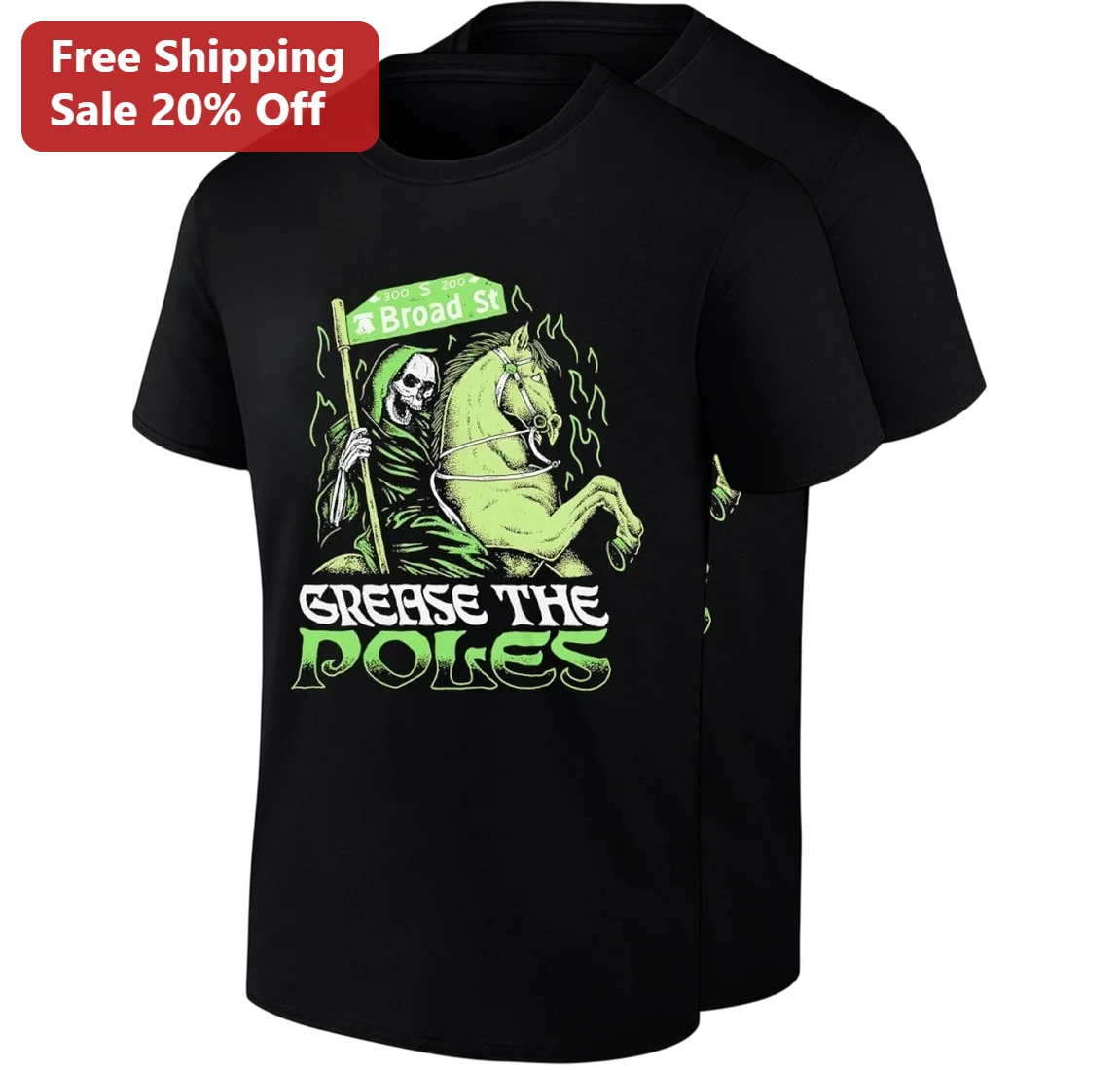 Grease the Poles Tee Funny Grim Reaper Broad Street Philadelphia Sports Fan Gift
