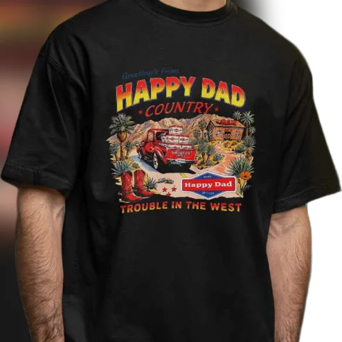 Greetings From Country Trouble in the West Tee, Vintage Western Desert Graphic T-Shirt