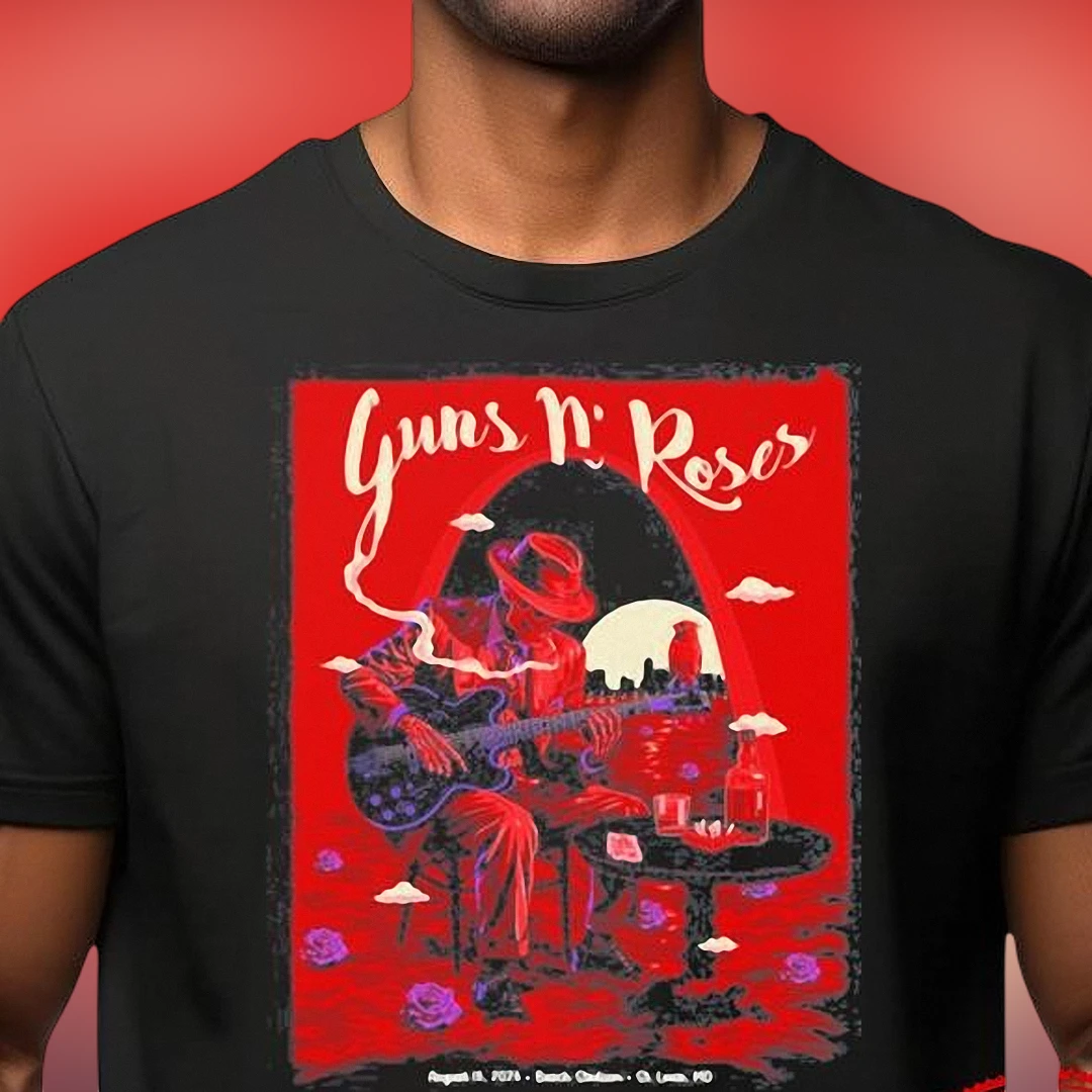Guns N' Roses Graphic Tour Tee Vintage Rock Band Concert Shirt for Music Fans