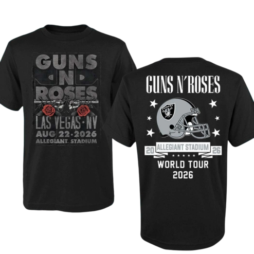 Guns N Roses Las Vegas NV Aug 22 2026 Allegiant Stadium World Tour Tee, Band Concert Graphic Shirt for Fans