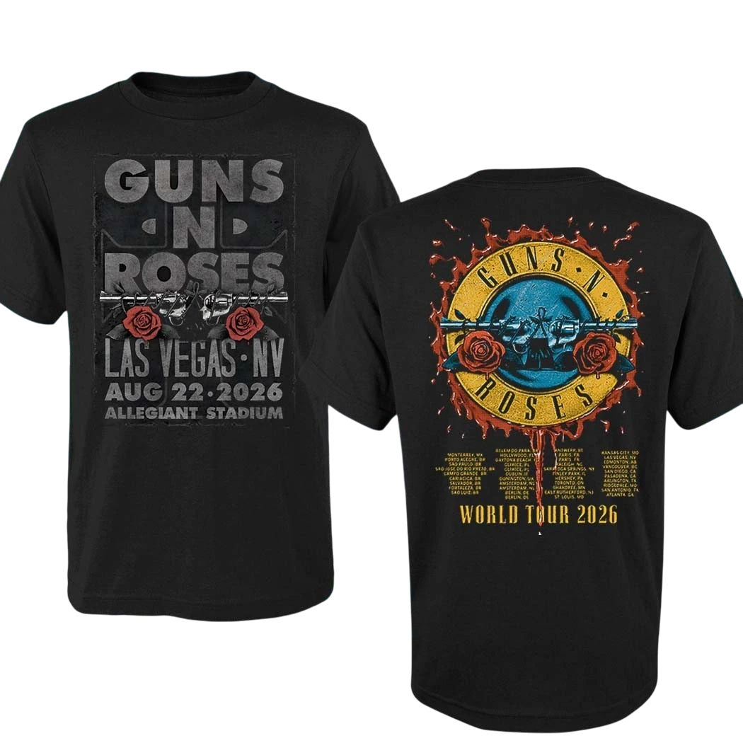Guns N' Roses Las Vegas NV Aug 22 2026 World Tour Allegiant Stadium Tee, Rock Band Concert T-Shirt