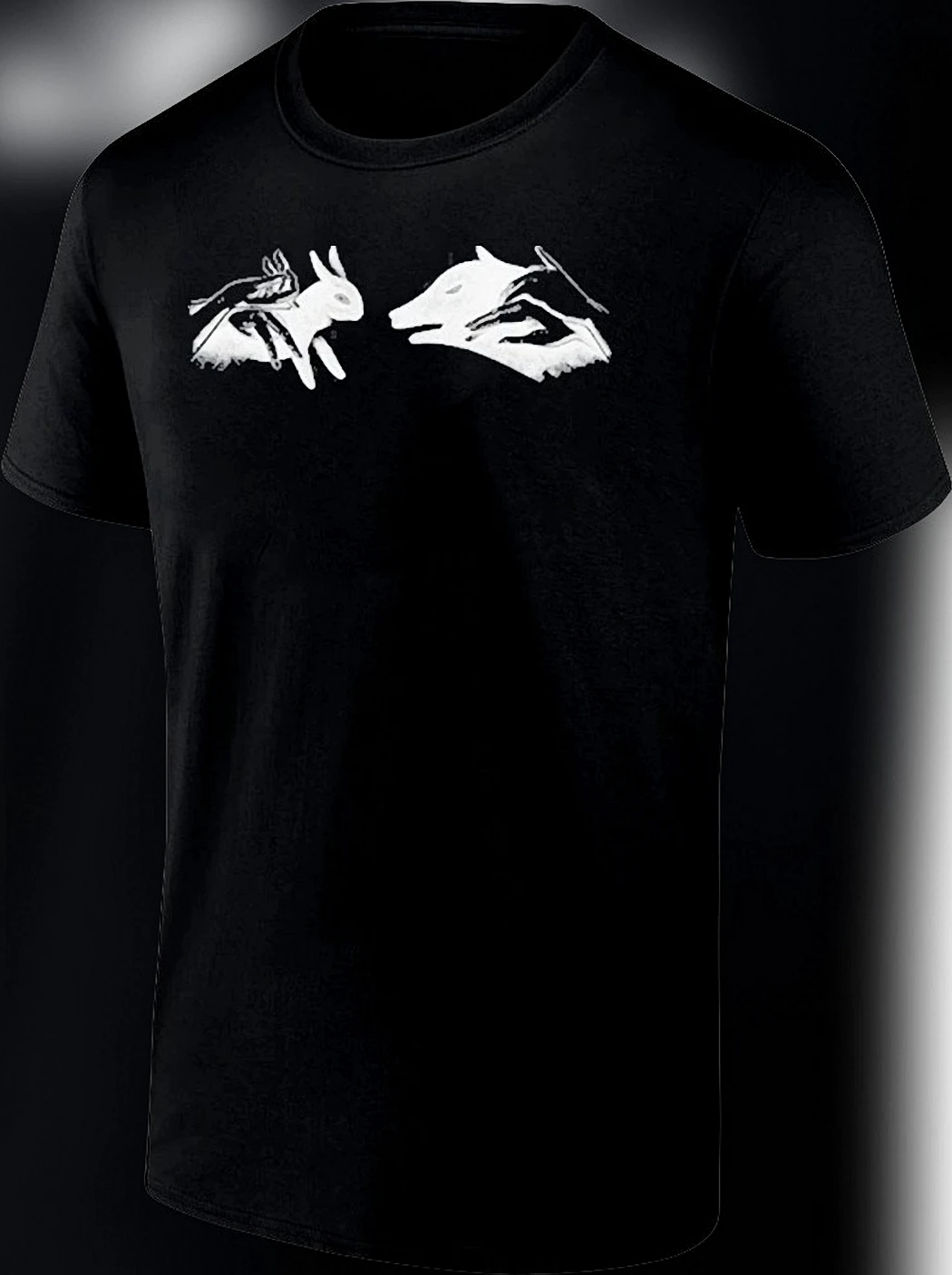 Hare and Wolf Minimalist Graphic Tee, Folklore Wildlife Nature Art T-Shirt for Animal Lovers